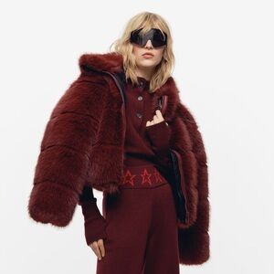 Perfect Moment X H&M NWT Burgundy Faux Fur Puffer Ski Jacket/Coat in Sz M